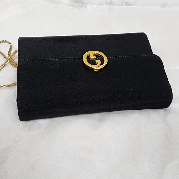 Black Mini Gucci Bag – Vintage Style, Wear as Clutch or Shoulder Bag - Picture 6 of 16